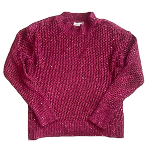 Jessica Simpson Open Knit Mukami Sweater Women’s Magenta Size Medium